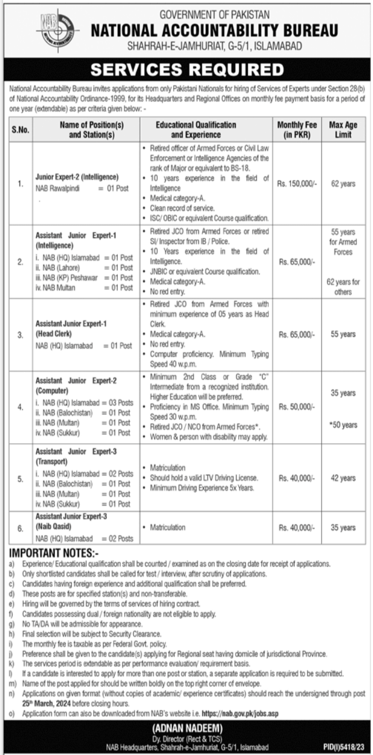 NAB Job Application Form Download For Computer Operator, Clerks And ...