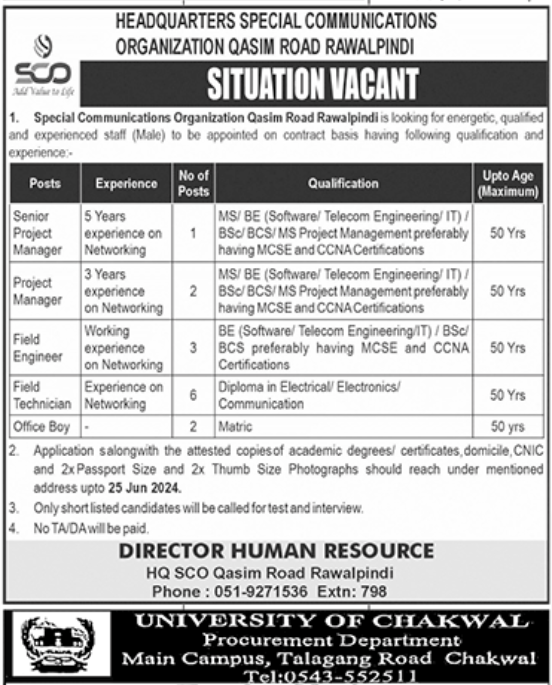 Special Communication Organization Job