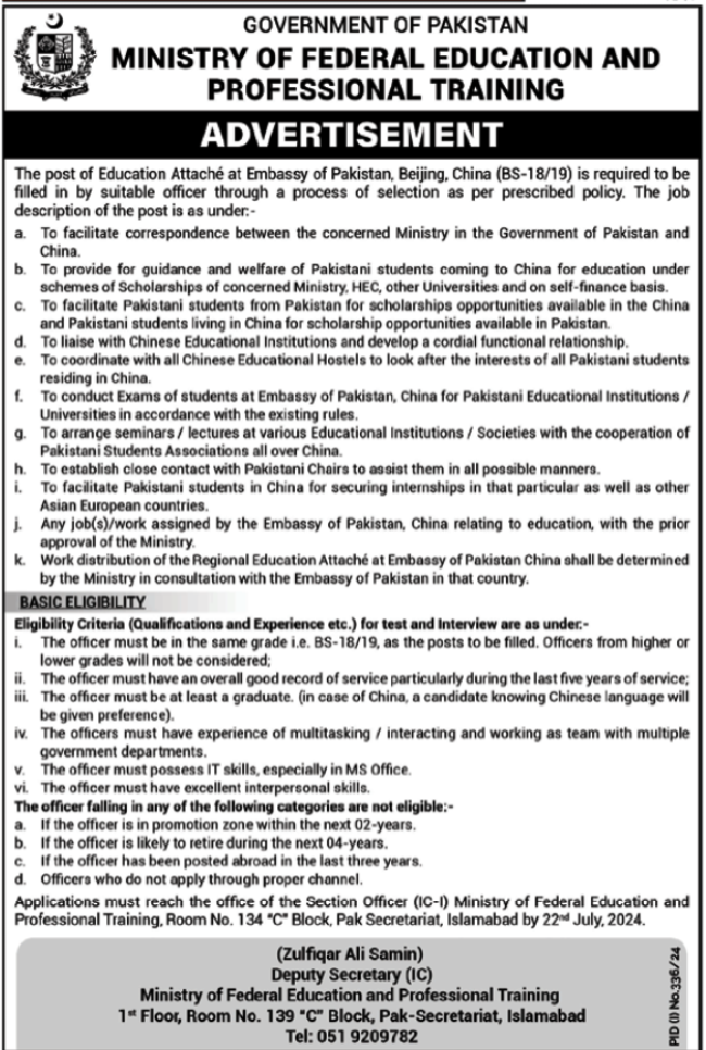 Ministry of Federal Education & Professional Training Job